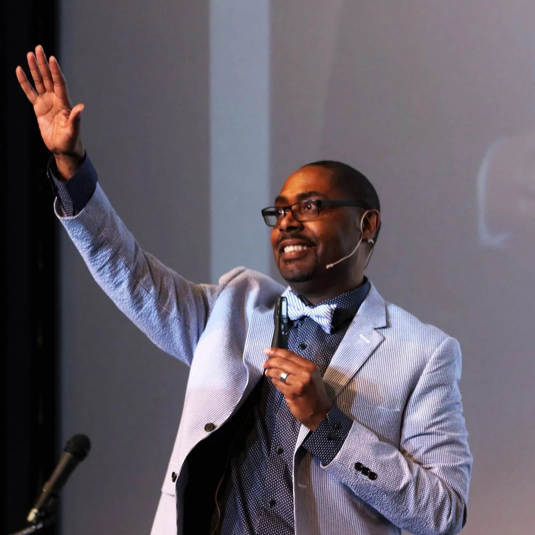 Nicholas Dillon engaging an audience
